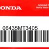 HONDA MOTOR EUROPE LTD.SLOUGH - 06435MT3405 BELAGSATZ
