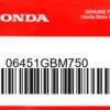 HONDA MOTOR EUROPE LTD.SLOUGH - 06451GBM750 ABDICHTUNGSSATZ