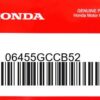 HONDA MOTOR EUROPE LTD.SLOUGH - 06455GCCB52 BREMSKLOTZ SATZ