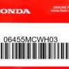 HONDA MOTOR EUROPE LTD.SLOUGH - 06455MCWH03 BREMSKLOTZ SATZ