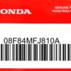HONDA MOTOR EUROPE LTD.SLOUGH - 08F84MFJ810A KIT