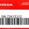 HONDA MOTOR EUROPE LTD.SLOUGH - 08L72K1ZJ12 KIT