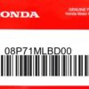 HONDA MOTOR EUROPE LTD.SLOUGH - 08P71MLBD00 PROTECTIVE FILM