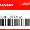 HONDA MOTOR EUROPE LTD.SLOUGH - 08R08K77D20 SET