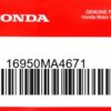HONDA MOTOR EUROPE LTD.SLOUGH - 16950MA4671 KRAFTSTOFFHAHN