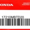 HONDA MOTOR EUROPE LTD.SLOUGH - 17210MBTD20 EINSATZ