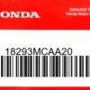 HONDA MOTOR EUROPE LTD.SLOUGH - 18293MCAA20 GUMMI