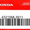 HONDA MOTOR EUROPE LTD.SLOUGH - 43215ML3911 STIFT