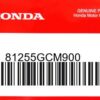 HONDA MOTOR EUROPE LTD.SLOUGH - 81255GCM900 ABDECKUNG