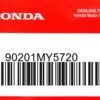 HONDA MOTOR EUROPE LTD.SLOUGH - 90201MY5720 MUTTER