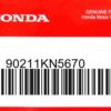 HONDA MOTOR EUROPE LTD.SLOUGH - 90211KN5670 FLANSCHENSCHRAUBE