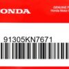 HONDA MOTOR EUROPE LTD.SLOUGH - 91305KN7671 O-RING