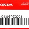 HONDA MOTOR EUROPE LTD.SLOUGH - 91305PE2003 O-RING