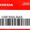 HONDA MOTOR EUROPE LTD.SLOUGH - CRF300LRAS HONDA CRF300LRAS