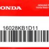 HONDA MOTOR EUROPE LTD.SLOUGH - 16028KB1D11 SCHRAUBE SATZ B