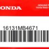 HONDA MOTOR EUROPE LTD.SLOUGH - 16131MB4671 DUESENNADELSATZ