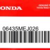 HONDA MOTOR EUROPE LTD.SLOUGH - 06435MEJ026 BREMSKLOTZ SATZ