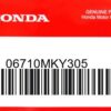 HONDA MOTOR EUROPE LTD.SLOUGH - 06710MKY305 SET