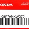 HONDA MOTOR EUROPE LTD.SLOUGH - 08P70MKWD70 KIT
