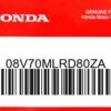 HONDA MOTOR EUROPE LTD.SLOUGH - 08V70MLRD80ZA KIT