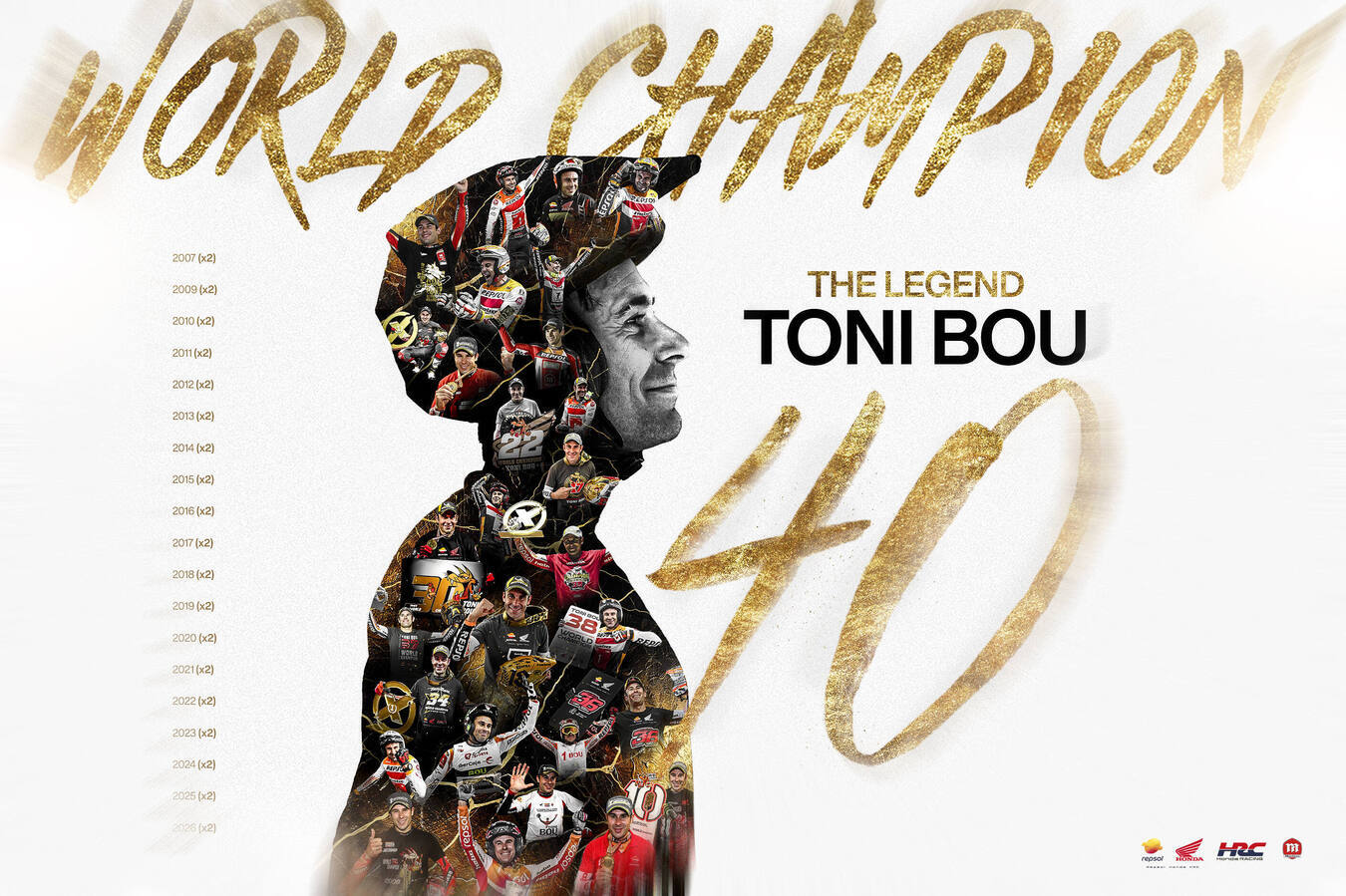 Toni Bou holt seinen 40. WM-Titel: Der Trial-König von Repsol Honda HRC